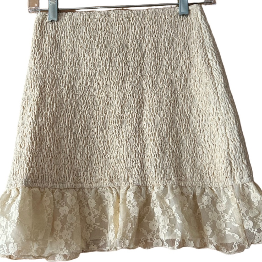 New Antique Cream Lace Ruched Fitted Elegant Women's Skirt - Picture 7 of 8